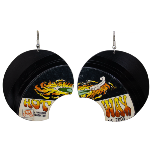 Upcycled Vinyl Record Earrings 100 Proof Extra Large Round