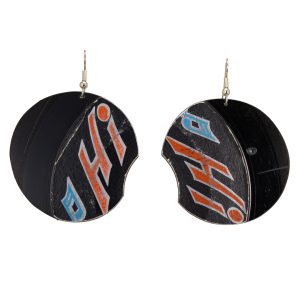 Upcycled Vinyl Record Earrings Ace Cannon Extra Large Round Dangle