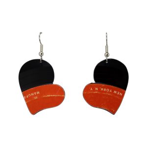 Upcycled Vinyl Record Earrings Atlanta Rhythm Section Small Full Heart Dangle