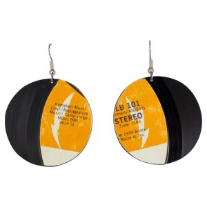Upcycled Vinyl Record Earrings Barry Manilow Medium Round Dangle