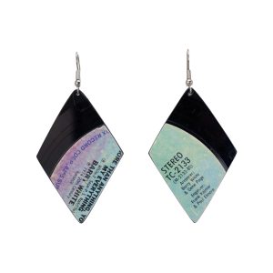 Upcycled Vinyl Record Earrings Barry White Medium Diamond Dangle