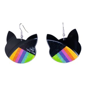 Upcycled Vinyl Record Earrings Bill Anderson Medium Cat Head Dangle
