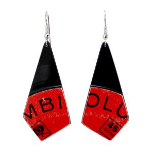 Upcycled Vinyl Record Earrings Bob Dylan Small Oblong Quad Dangle 1