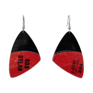 Upcycled Vinyl Record Earrings Bob Dylan Small Wing Dangle