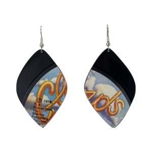 Upcycled Vinyl Record Earrings Bobby Caldwell Large Petal Dangle