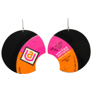Upcycled Vinyl Record Earrings Bobby Goldsboro country singer Extra Large Round Dangle