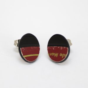 Upcycled Vinyl Record Earrings Bobby Lord Mini Oval Stud
