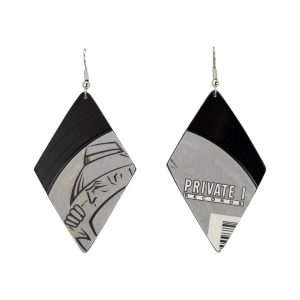 Upcycled Vinyl Record Earrings Bonnie Pointer Large Diamond Dangle