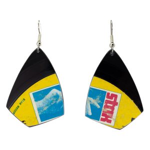 Upcycled Vinyl Record Earrings Booker T and the M.G. s Small Angled Tear Dangle