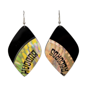 Upcycled Vinyl Record Earrings Brass Rail Petal Dangle