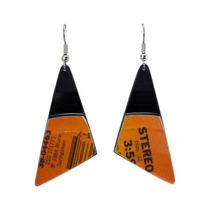 Upcycled Vinyl Record Earrings Bruce Springsteen Small Scalene Triangle Dangle 1