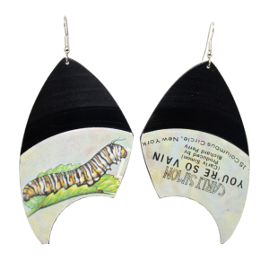 Upcycled Vinyl Record Earrings Carly Simon Extra Large Wing Dangle