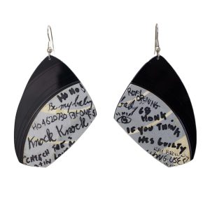 Upcycled Vinyl Record Earrings Cheech and Chong Large Wing Dangle