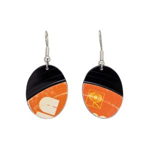 Upcycled Vinyl Record Earrings Cheryl Lynn Small Oval Dangle