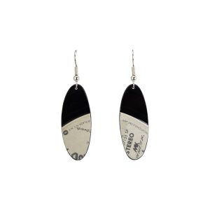 Upcycled Vinyl Record Earrings Chic Disco Extra Small Narrow Oval Dangle