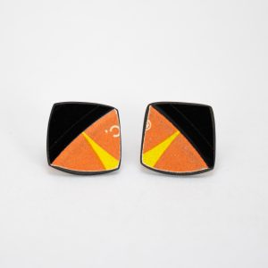 Upcycled Vinyl Record Earrings Chubby Checker Mini Square Stud