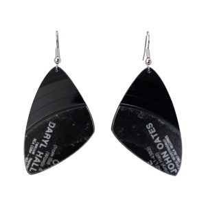 Upcycled Vinyl Record Earrings Darryl Hall and John Oates Small Wing Dangle