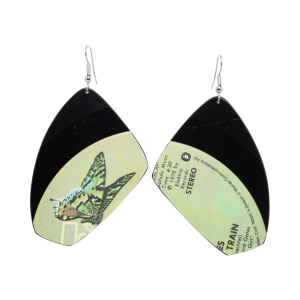 Upcycled Vinyl Record Earrings David Gaetes Large Wing Dangle