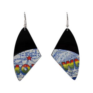 Upcycled Vinyl Record Earrings Diana Ross The Supremes Medium Fan Dangle 1