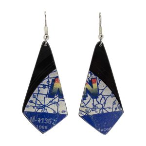 Upcycled Vinyl Record Earrings Diana Ross The Supremes Small Oblong Quad Dangle