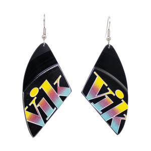 Upcycled Vinyl Record Earrings Eddie Duncan Medium Fan Dangle