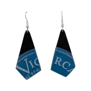 Upcycled Vinyl Record Earrings Eddie Fisher Small Oblong Quad Dangle