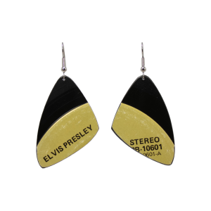 Upcycled Vinyl Record Earrings Elvis Small Wing Dangle
