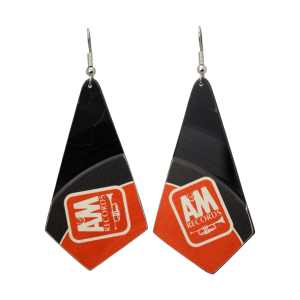 Upcycled Vinyl Record Earrings Falco Large Oblong Quad