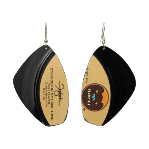 Upcycled Vinyl Record Earrings Foghat Large Wing Dangle