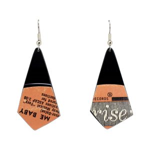 Upcycled Vinyl Record Earrings Frank Sinatra Small Oblong Quad back