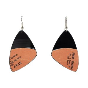 Upcycled Vinyl Record Earrings Frank Sinatra Small Wing Dangle