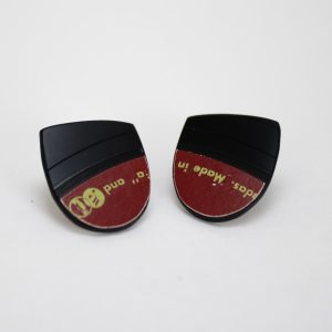 Upcycled Vinyl Record Earrings Frankie Laine Small Button Flat Oval Stud