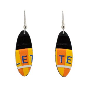 Upcycled Vinyl Record Earrings Frankie Lymon Extra Small Narrow Oval Dangle