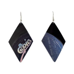 Upcycled Vinyl Record Earrings George Jones Lucy J. Dalton Large Diamond Dangle