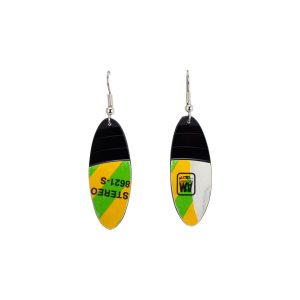 Upcycled Vinyl Record Earrings GinoVannell Extra Small Narrow Oval Dangle