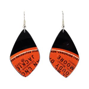Upcycled Vinyl Record Earrings Jackie Moore Small Petal Dangle