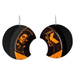 Upcycled Vinyl Record Earrings James Brown Extra Large Round
