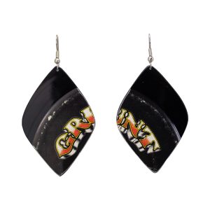 Upcycled Vinyl Record Earrings Jefferson Starship Large Petal Dangle