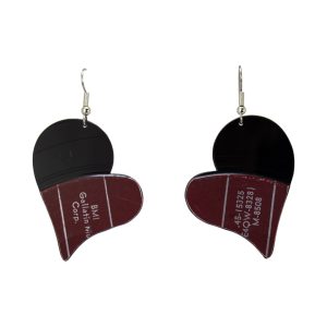 Upcycled Vinyl Record Earrings Johnny Maddox Medium Full Heart Dangle