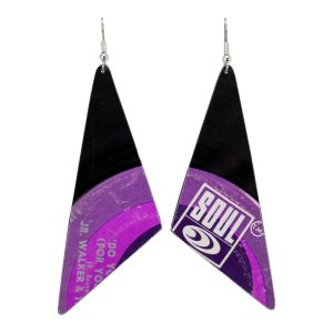 Upcycled Vinyl Record Earrings Jr. Walker the All Stars Large Scalene Triangle Dangle