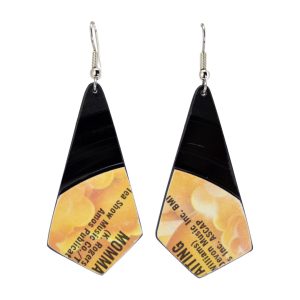 Upcycled Vinyl Record Earrings Kenny Rogers Small Oblong Quad Dangle