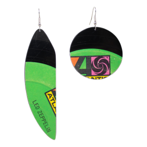 Upcycled Vinyl Record Earrings Led Zeppelin Extra Large Asymmetrical Dangle