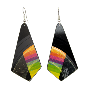 Upcycled Vinyl Record Earrings Leon Haywood Large Oblong Diamond
