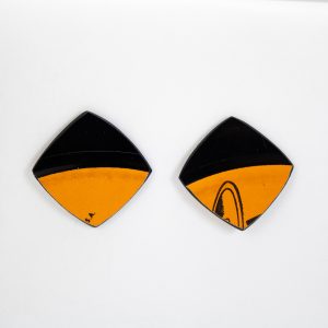 Upcycled Vinyl Record Earrings Les Brown Small Button Square Stud