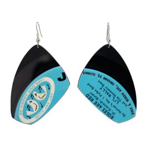 Upcycled Vinyl Record Earrings Li l Wally Large Wing Dangle