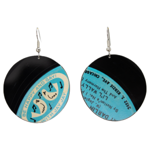 Upcycled Vinyl Record Earrings Li l Wally Medium Round Dangle