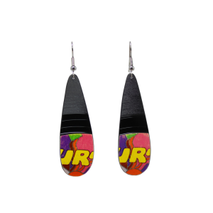 Upcycled Vinyl Record Earrings Linda Clifford MD Long Tear Drop