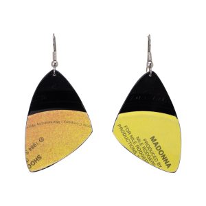 Upcycled Vinyl Record Earrings Madonna Small Wing Dangle