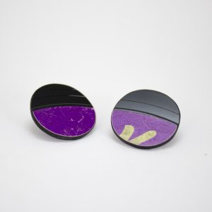 Upcycled Vinyl Record Earrings Major Lance Small Button Round Stud front.b