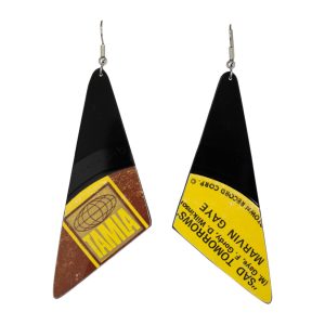 Upcycled Vinyl Record Earrings Marvin Gaye Large Scalene Triangle Dangle